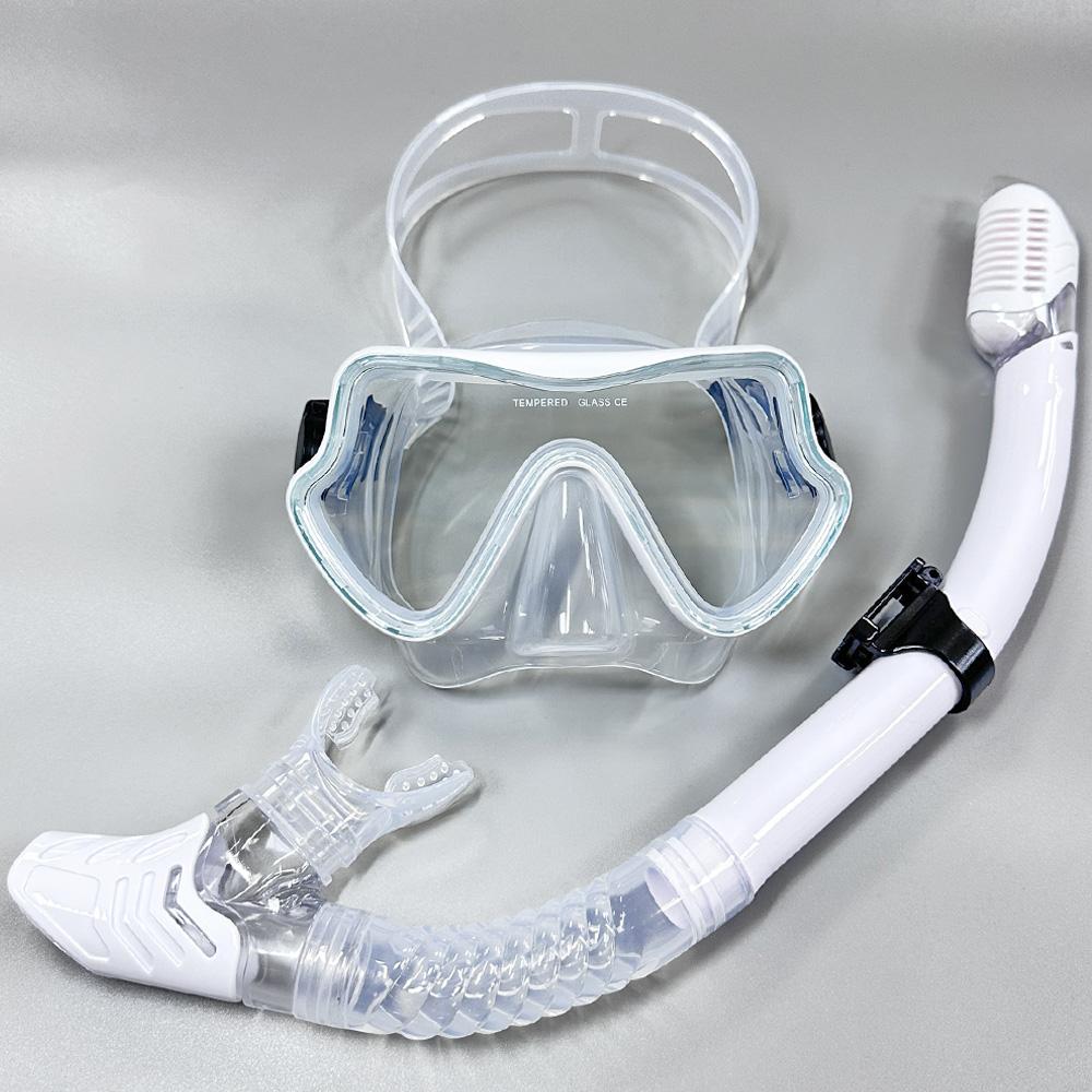 Scuba Diving Mask Snorkel Set Tempered Glass Professional Panoramic Snorkeling Gear Swimming Training Snorkel Kit Adults Youth