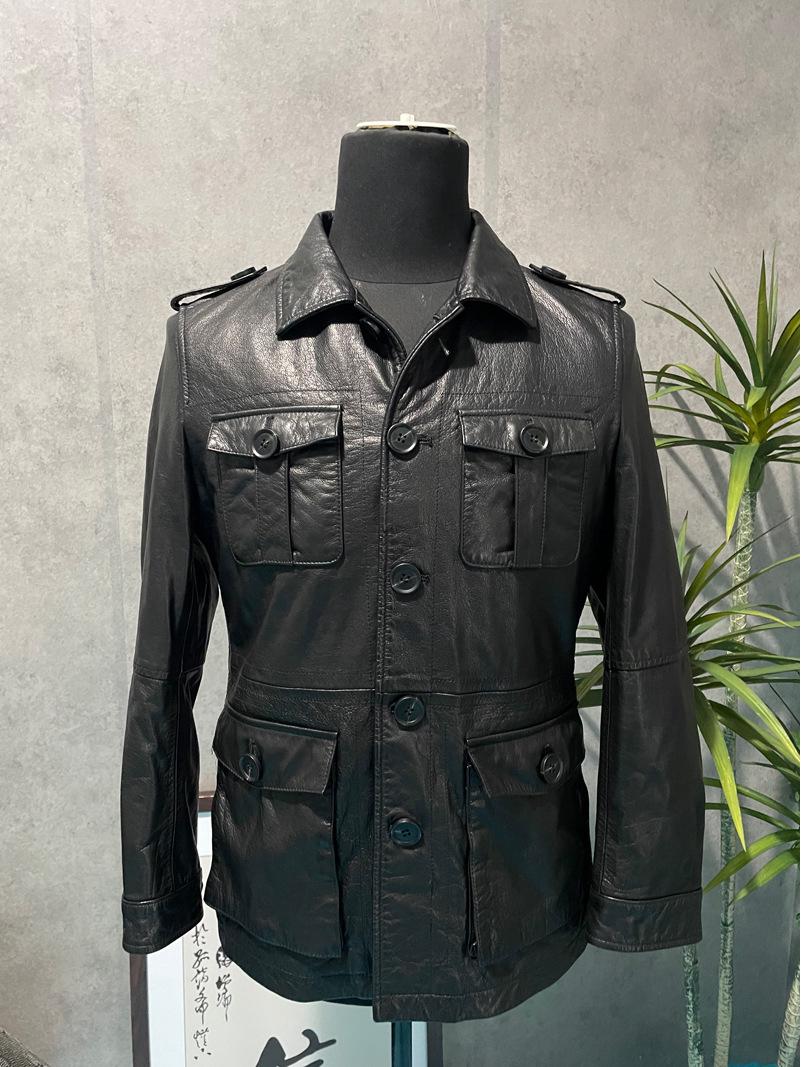 

Men s Genuine Cowhide Leather Jacket, Autumn/Winter Business Casual, Optional Fleece Lining 4XL