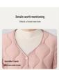2026 Women's V-neck Geometric Down Cotton Jacket, Short Slimming Style for Autumn and Winter.