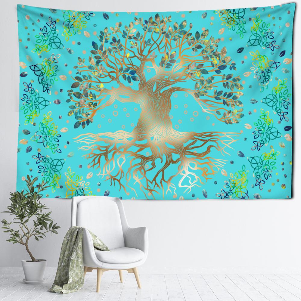 Light Green Life Tree Tapestry Wall Hanging Bohemian Psychedelic Witchcraft Mysterious Living Room Dormitory Home Decor