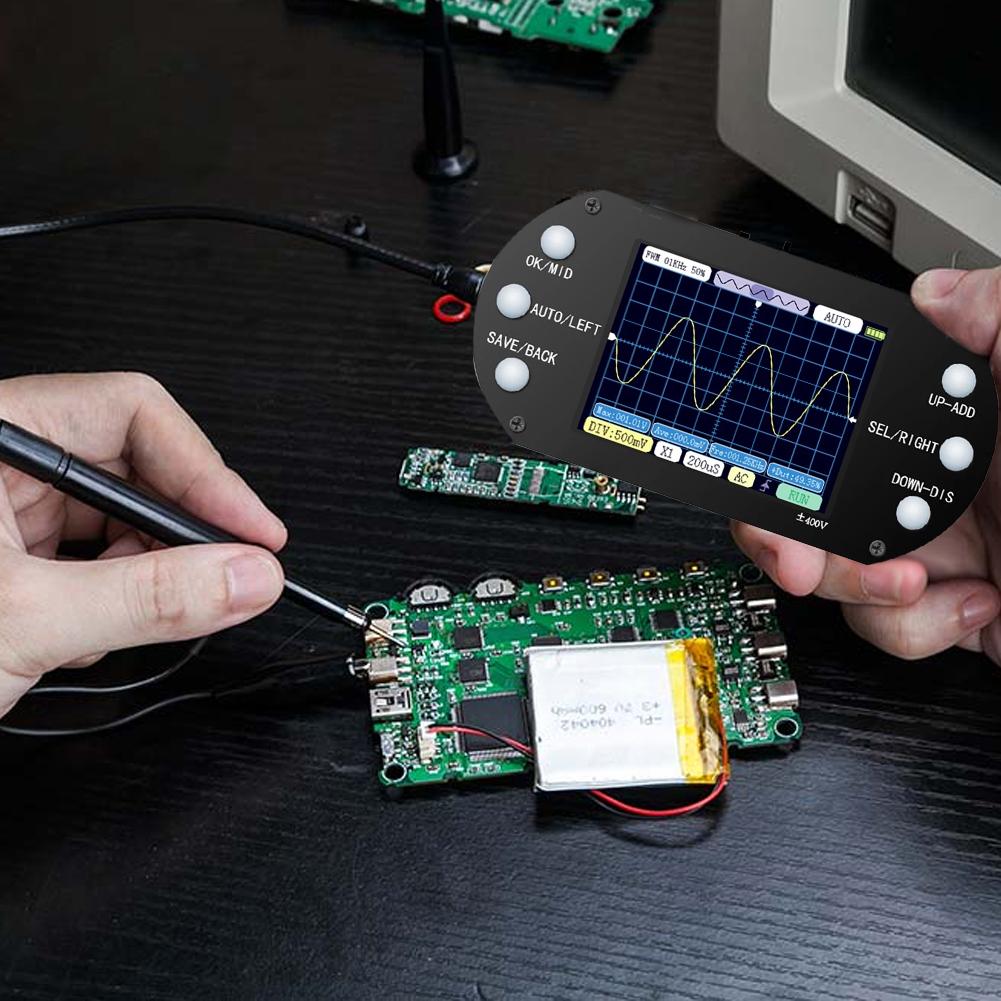 Handheld Oscilloscope 500KHz Bandwidth 2.5MHz Sample Rate Sinewave Square Wave Half Wave Sink Pulse Wave Oscilloscope Car Repair