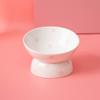 Ceramic Tall Footed Drinking Water Bowls, Anti Overturning Oblique Mouth, Neck Protection, Round Dot Cat Bowl, Pet Articles, 1Pc