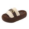 2025 new wool shoes women's winter wear soft-soled slippers lamb wool belt buckle velvet warm women's shoes