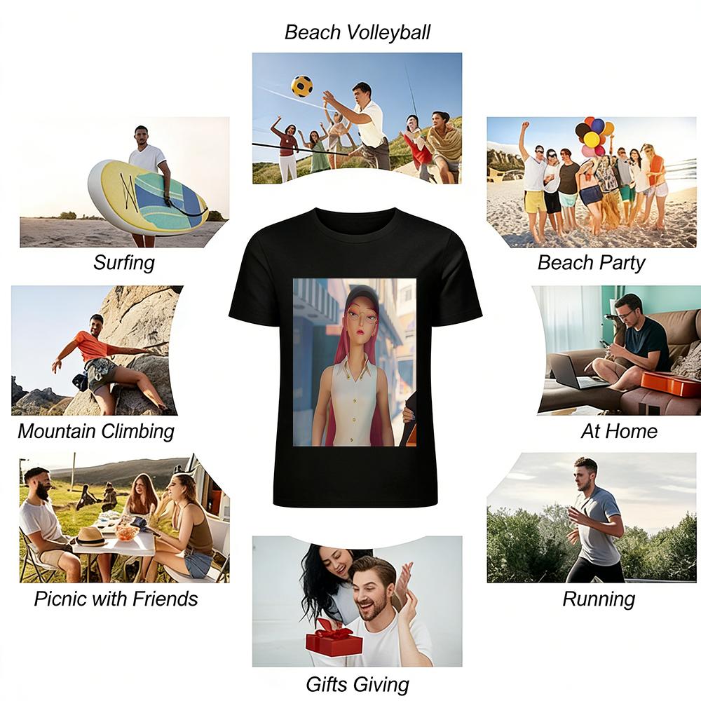 Anime Character Print Sleeveless Top Trendy Personalized Anime Style Casual Breathable Versatile Top Pure Cotton T-shirt