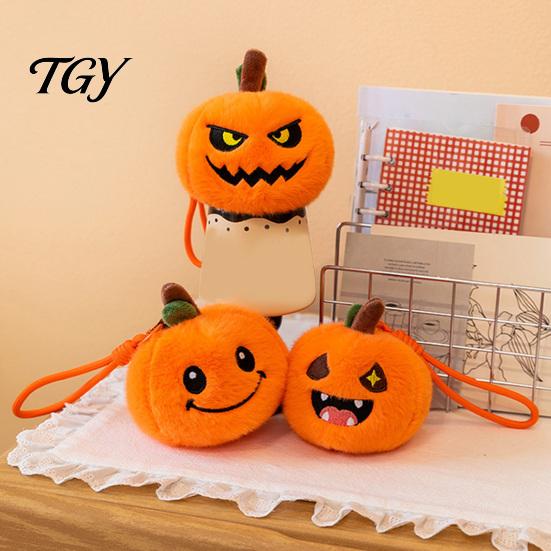Kürbis Tasche Anhänger Halloween Plüsch Schlüsselanhänger, Niedliches Gruseliges Stofftier für Kinder Goodie Füller Schlüssel, Weiche Mini Puppe Hängendes Ornament Festival
