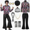 Mens 70s Disco Outfits Bells Bottom Pants Shirt Wigs Necklace Mustache Sunglasses 60s 70s 80s Disco Costume Accessories