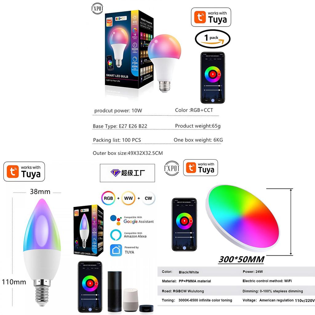 Tuya Smart Led Ceiling Light With Alexa Voice Control For Home Decor And Bright Illumination