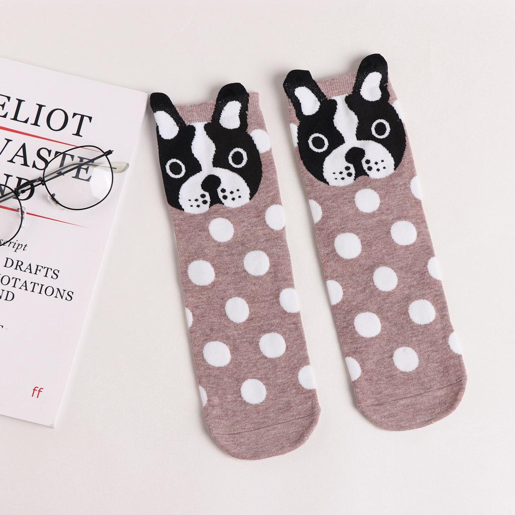 Women Socks Animal Cartoon Dog Lolita Kawaii Cute Socks College Style School Students Breathable Cotton Middle Tube Socks Gifts