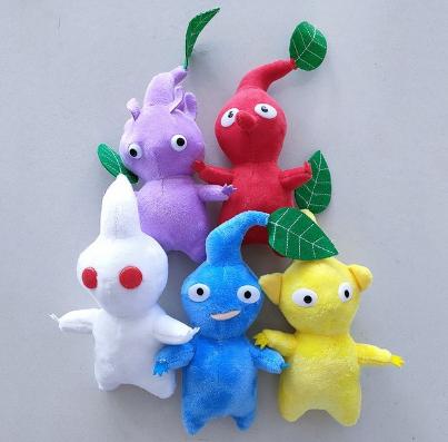 Lot de 5 Peluches Pikmin Bourgeon de Fleur Feuille Poupée Peluche Dessin Animé Peluche Pour Jouet Enfant Garçons Filles Cadeau d'Anniversaire 15cm pink