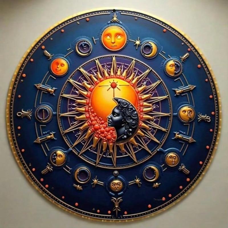 Solar Eclipse Metal Art Sun Moon Stars Wall Decor Bohemian Home Independence Day