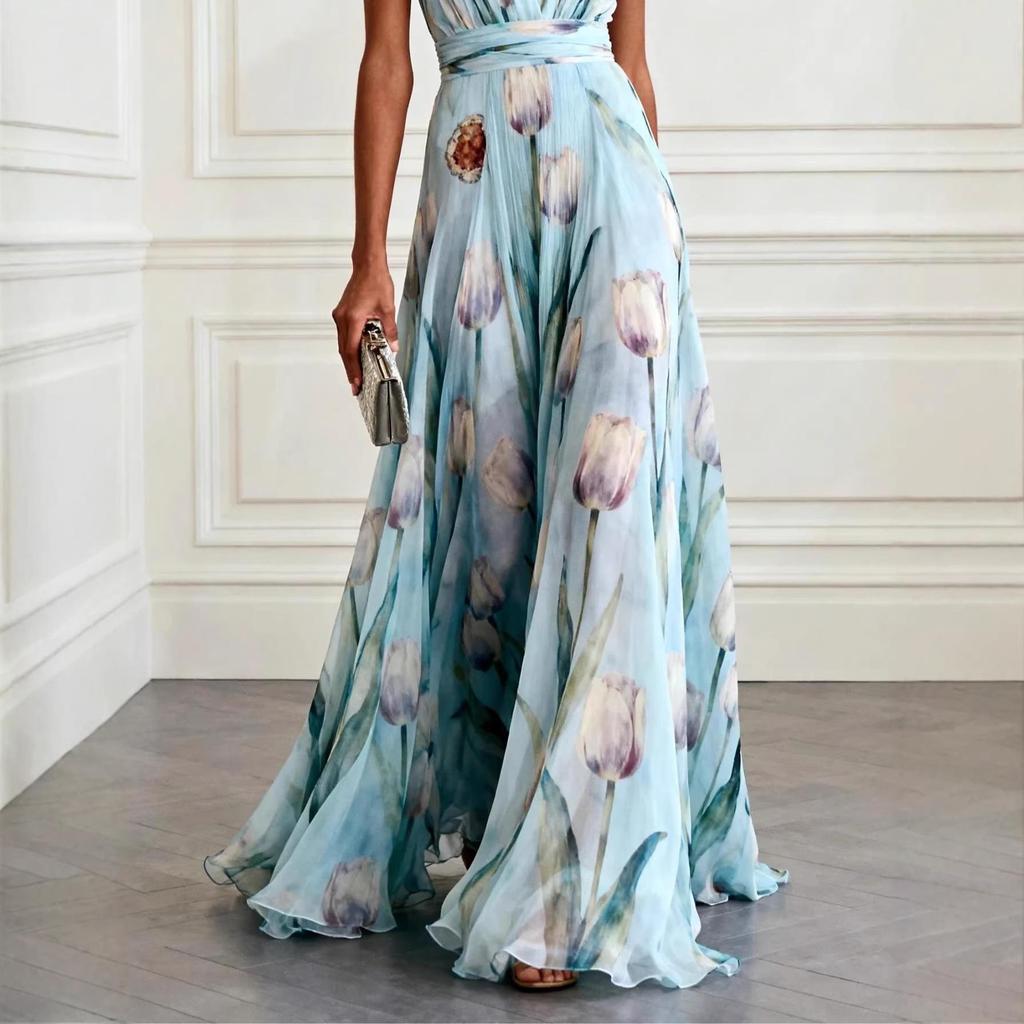 2026 European V-neck Casual Party Dress - INS Vacation Style
