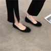 Fashion Flat Shoes Women's Spring and Autumn Bow Shallow Mouth Retro Black Velvet Plus Size Women's Shoes 42 43 44 Ladies Loafers Women