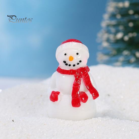 Healing Desktop Figurines 2Pcs Christmas Mini Snowman Figurines, Winter Tiny Resin Decoration, Xmas Micro Holiday Gift Box Fillers Landscape Ornament