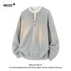 MEDE Men's Henley Faux Two-Piece Fleece-Lined Long Sleeve T-Shirt