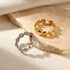 18k Gold-Plated Double-Layer Stainless Steel Geometric Open Women's Ring