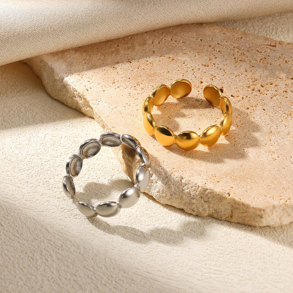 18k Gold-Plated Double-Layer Stainless Steel Geometric Open Women's Ring