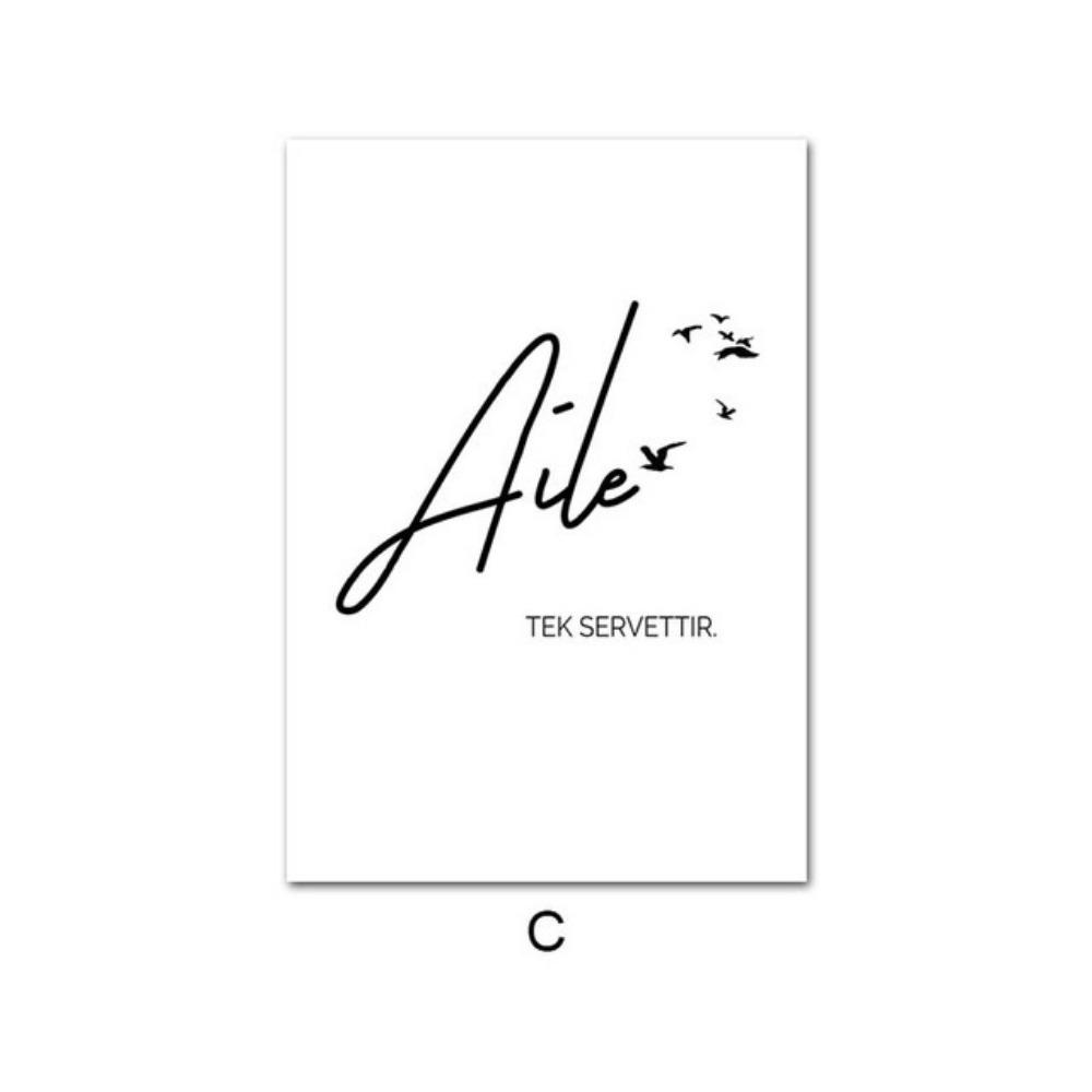 Schwarz-Weiß-Kunst-Leinwand-Malerei, ungerahmt, Buchstaben, Stift, Feder, bedruckt, Wandkunst, Bilder, Wohnzimmer-Dekor, Wohnkultur, Leinwandkunst, ohne Rahmen