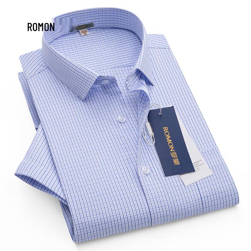 ROMON Men's Business Casual Striped Long-Sleeve Shirt