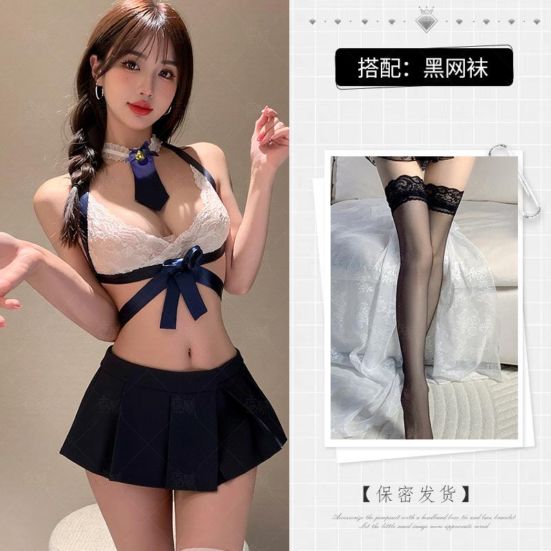 Zimei night crisp sexy underwear sexy student super short temptation pleated skirt uniform suit hair jk cute little chest