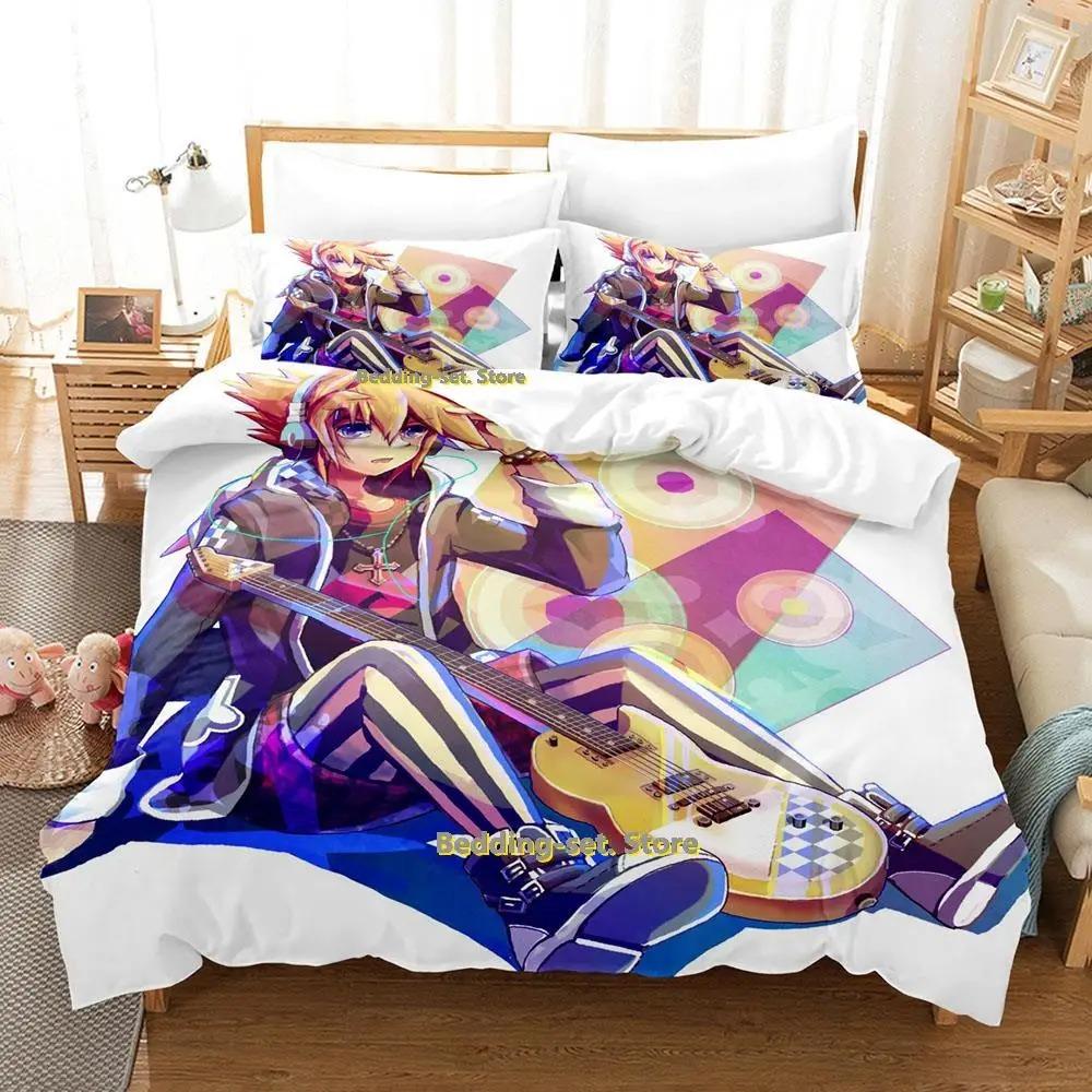 The World Ends With You Sakuraba Neku Bedding Set Cartoon Anime Three-piece Set Adult Kid Bedroom Duvetcover Sets 3D Kawaii Cool