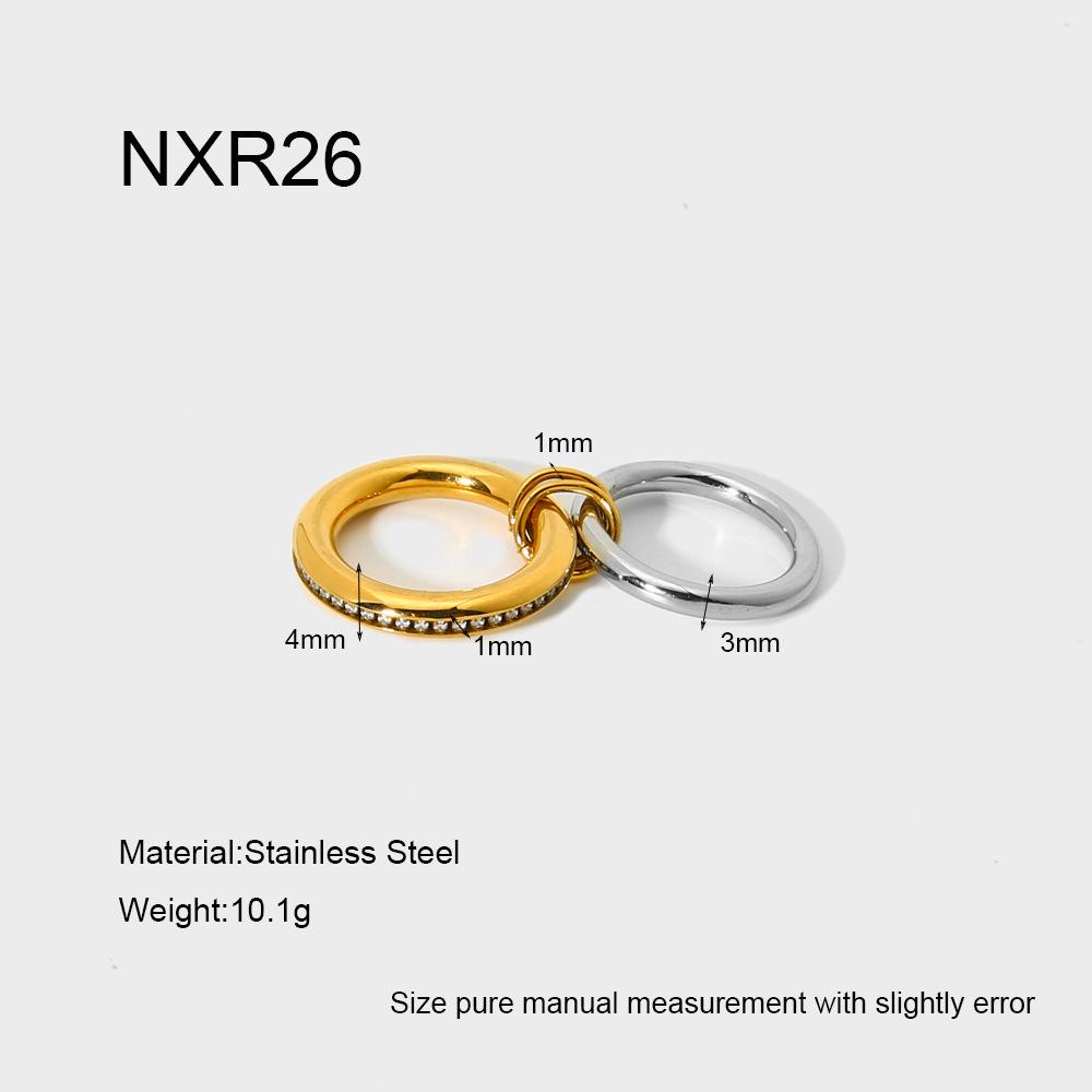 European and American Ins Light Luxury Zircon Stainless Steel Multi-layer Stacked Ring Plated with 18K Gold High-end Waterproof Jewelry Women
