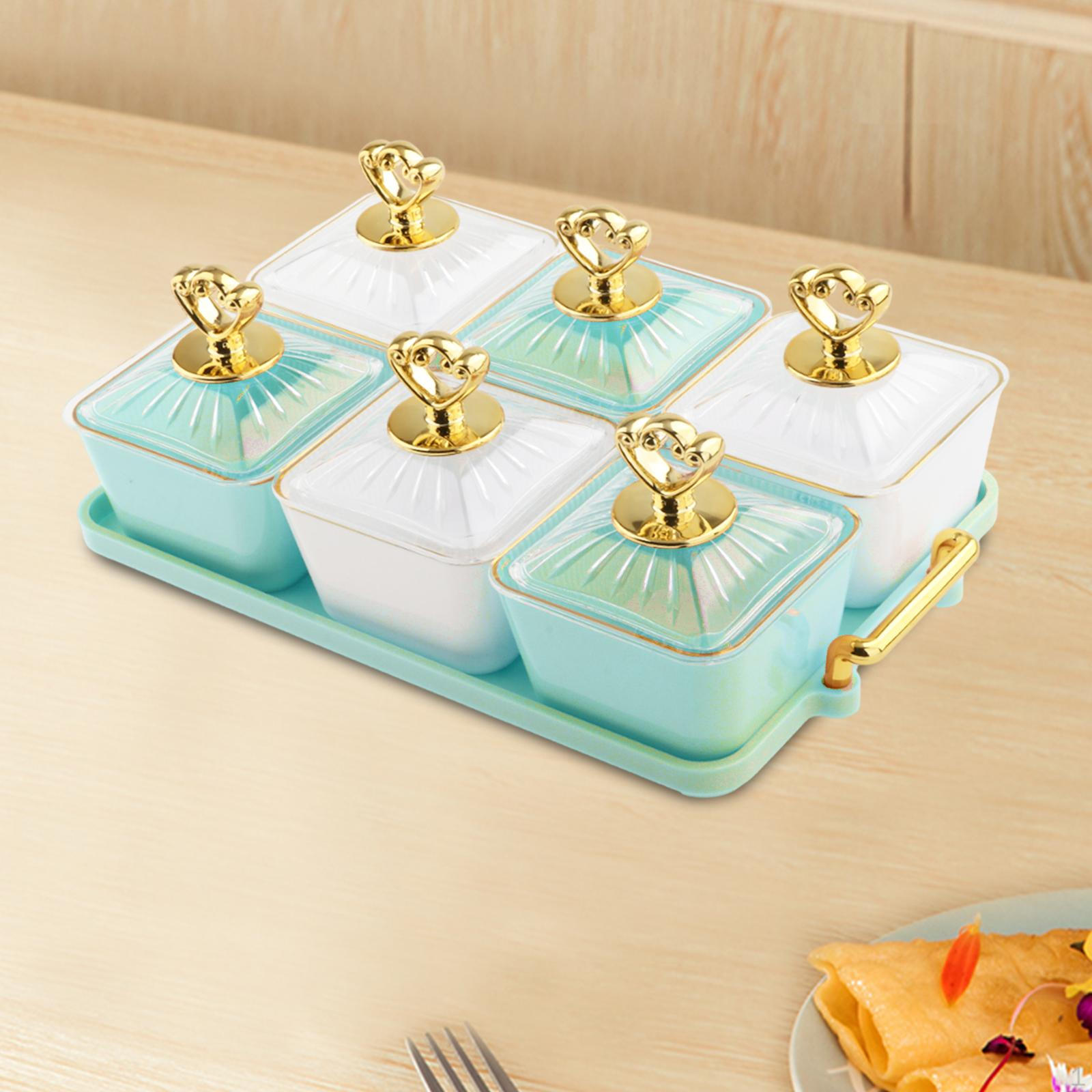 

Тарелка для закусок, разделенная на порционные миски для закусок, свадебный декор, многоцелевой поднос для орехов и конфет 3 Green 3 White