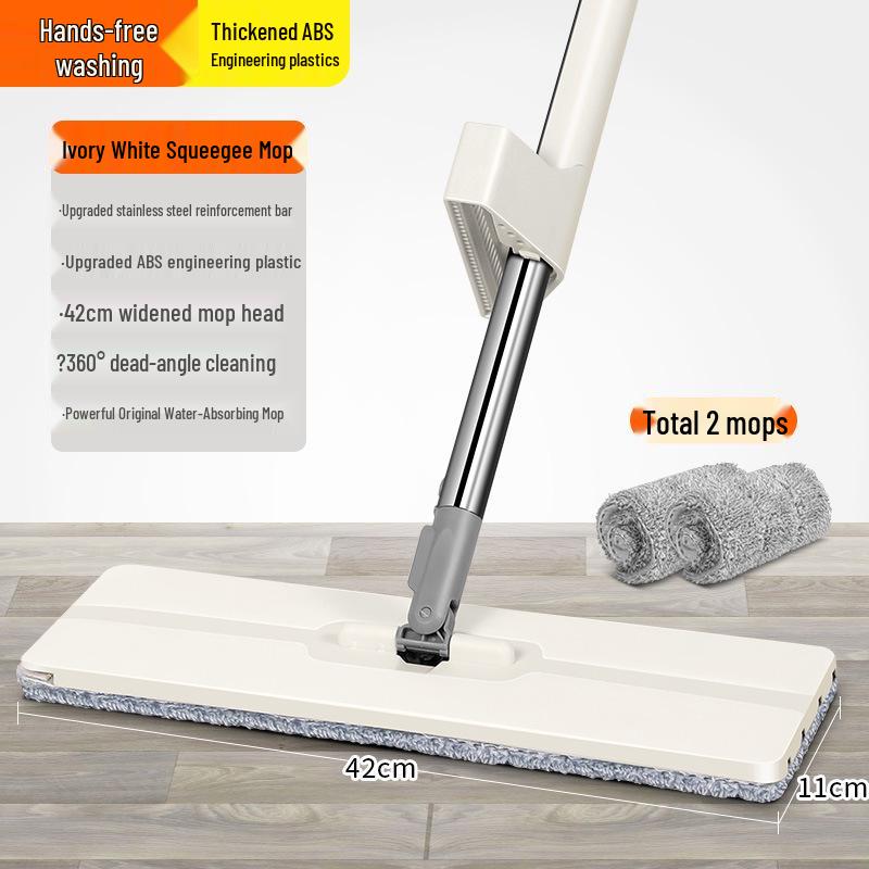 Large Hands-Free Wet & Dry Flat Mop with Squeegee