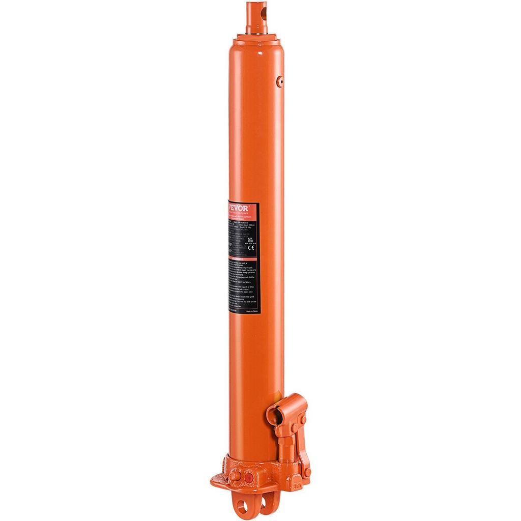 Hydraulic Long Ram Jack, 8 Ton Engine Hoist Cylinder with Single Piston Pump And Clevis Base, Hydraulic Ram Cylinder for Engine Lift Hoists, Hydraulic