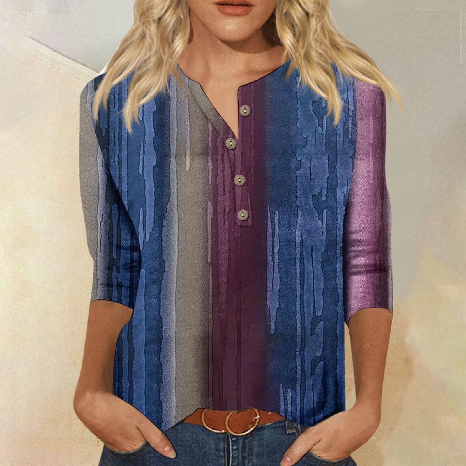 Женская мода Повседневная новая пуговица с круглым вырезом и рукавами 3/4 Свободная — фото 7