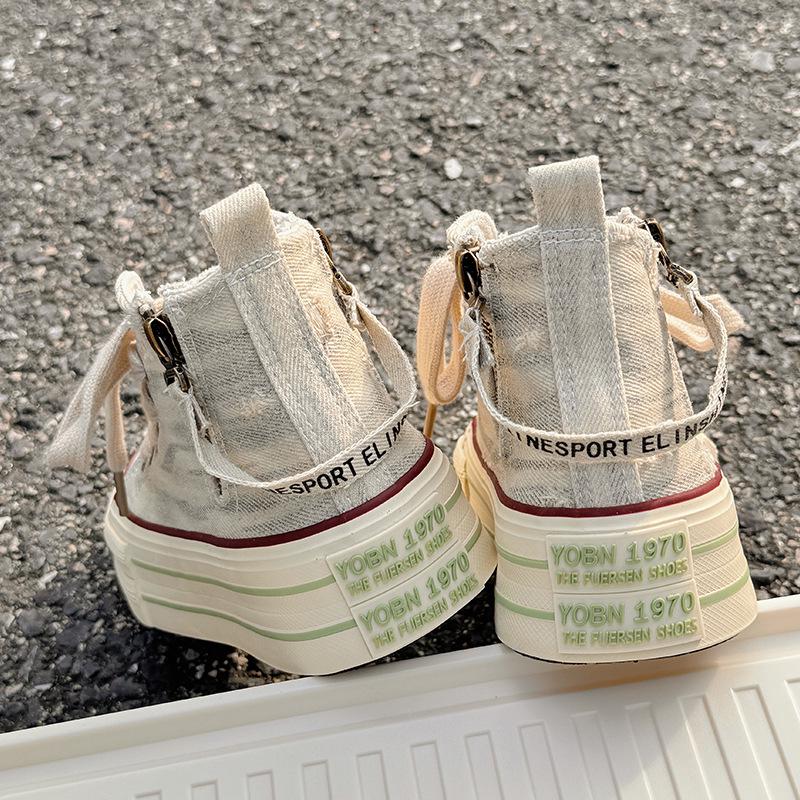 Women's High-Top Canvas Sneakers, Thick-Soled, Versatile, Spring/Autumn, 2025 Model, Uber H1360