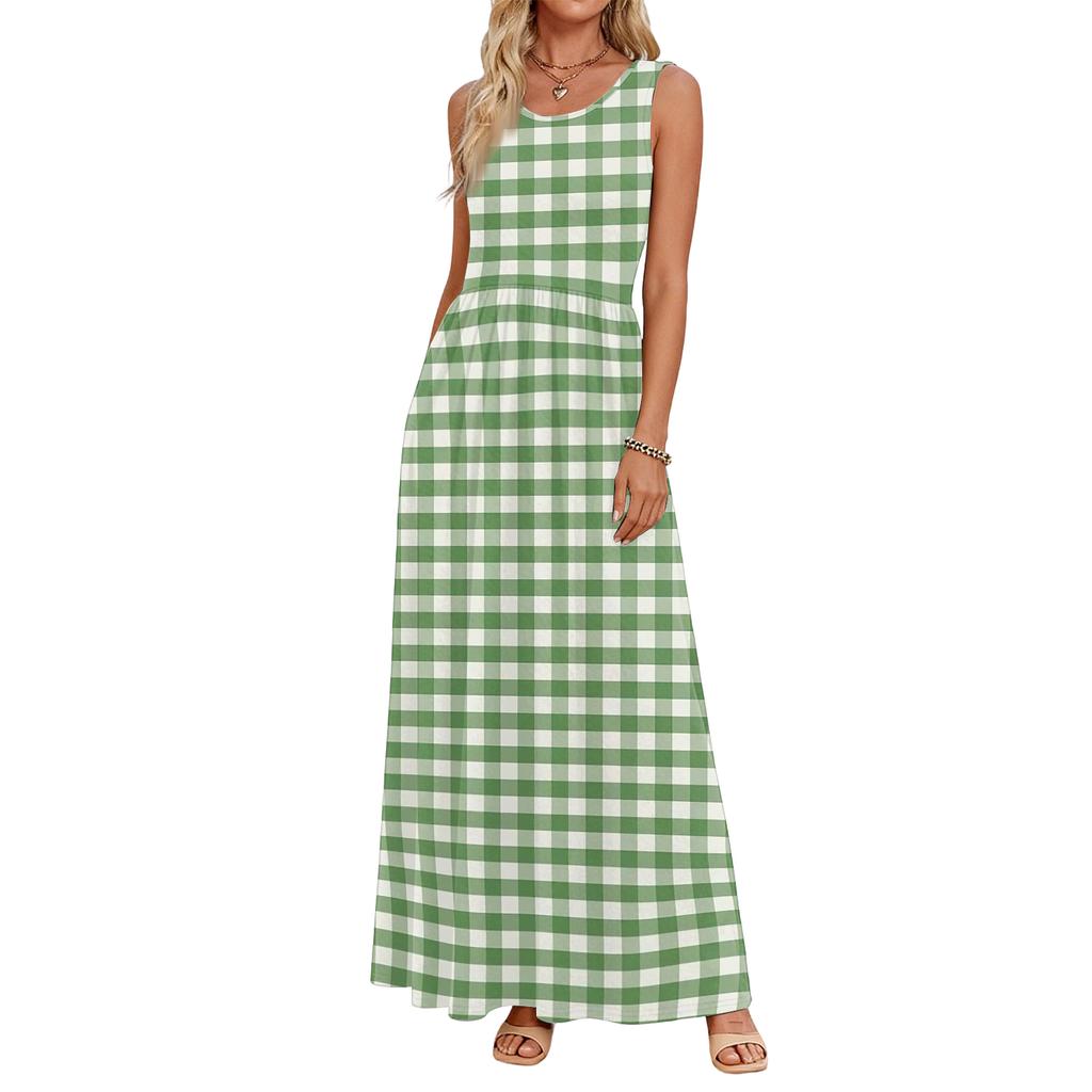 Elegante abito estivo da donna, abbigliamento casual chic, gonna prendisole da spiaggia con tasche