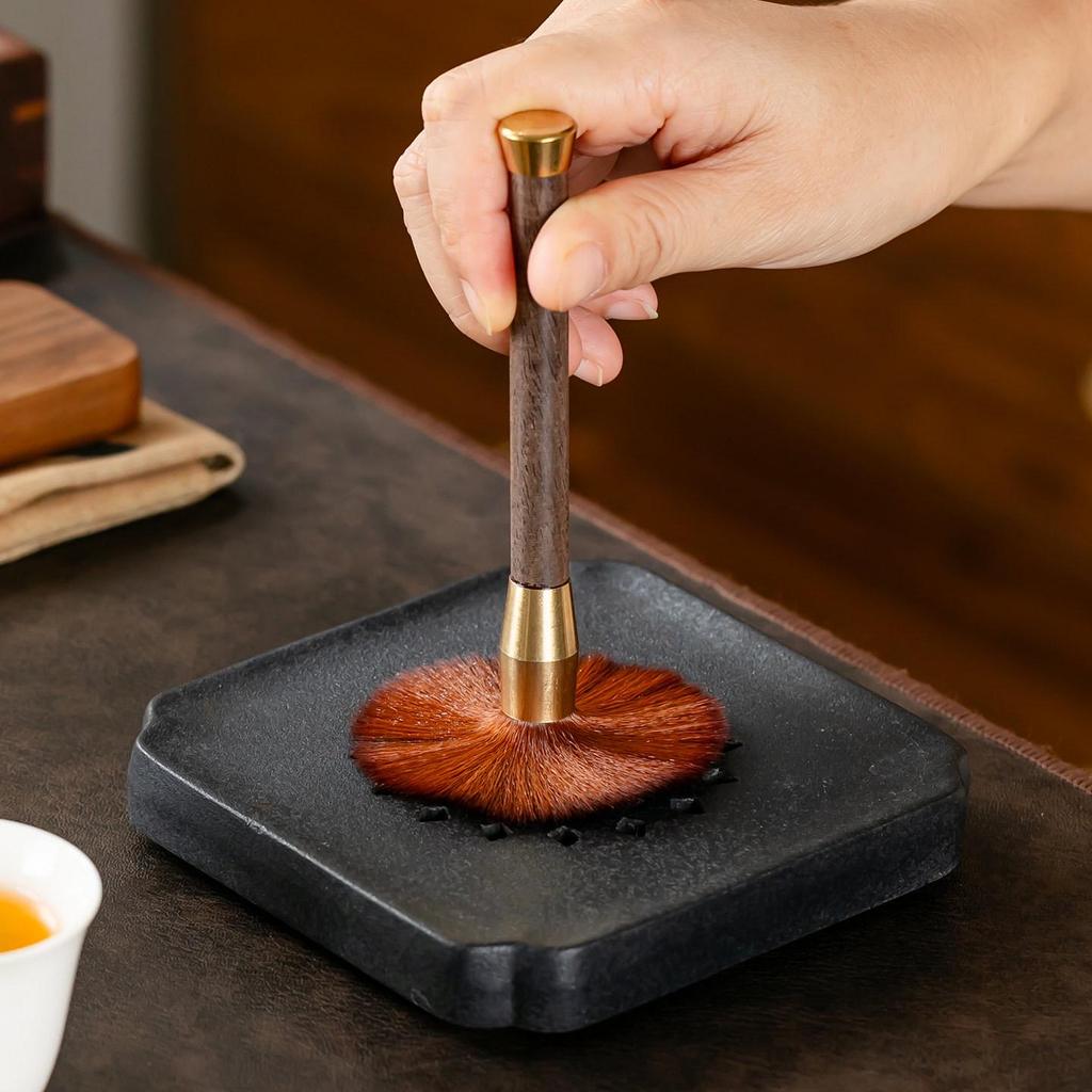 Kaffekvarn med trähandtag Mjuk borste - Fäller inte Rengörare för bänkskiva och Kaffepulverborste