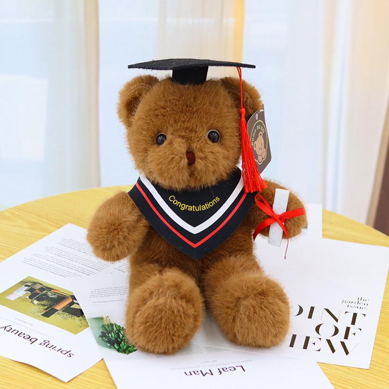 Bear Teddy Mortarboard Plush Stuffed Toy Doll Room Decor Birthday Kids Gift