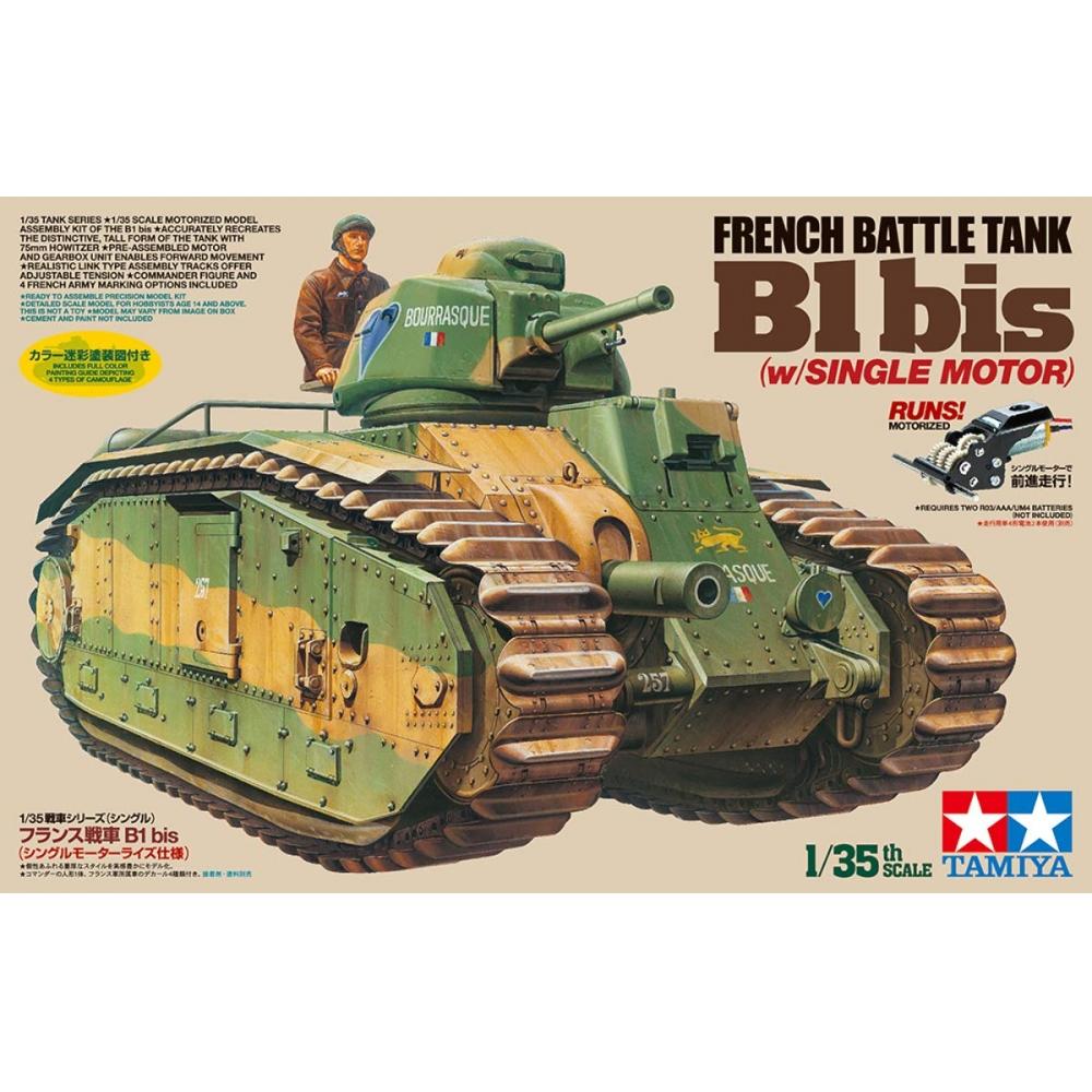 Tamiya 135 Tank Series No.58 French Army B1 bis Single Motorized Specification Plastic Model 30058
