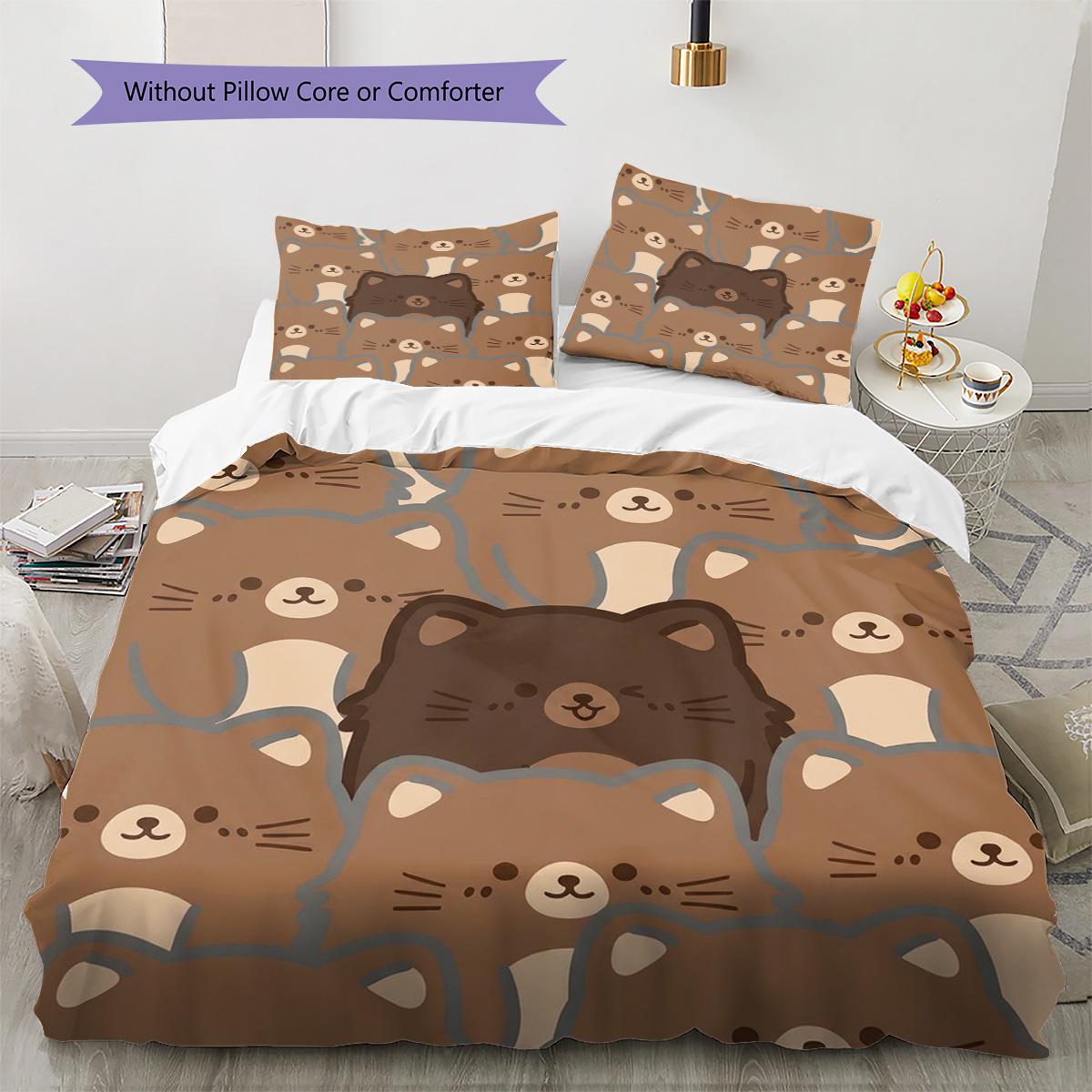 

Brown bear Pattern Bedding Quilt Set Quilt Cover Pillowcase Home Decoration Birthday Gift (1 * duvet cover + 2 * pillowcase, without core) 135x200cm