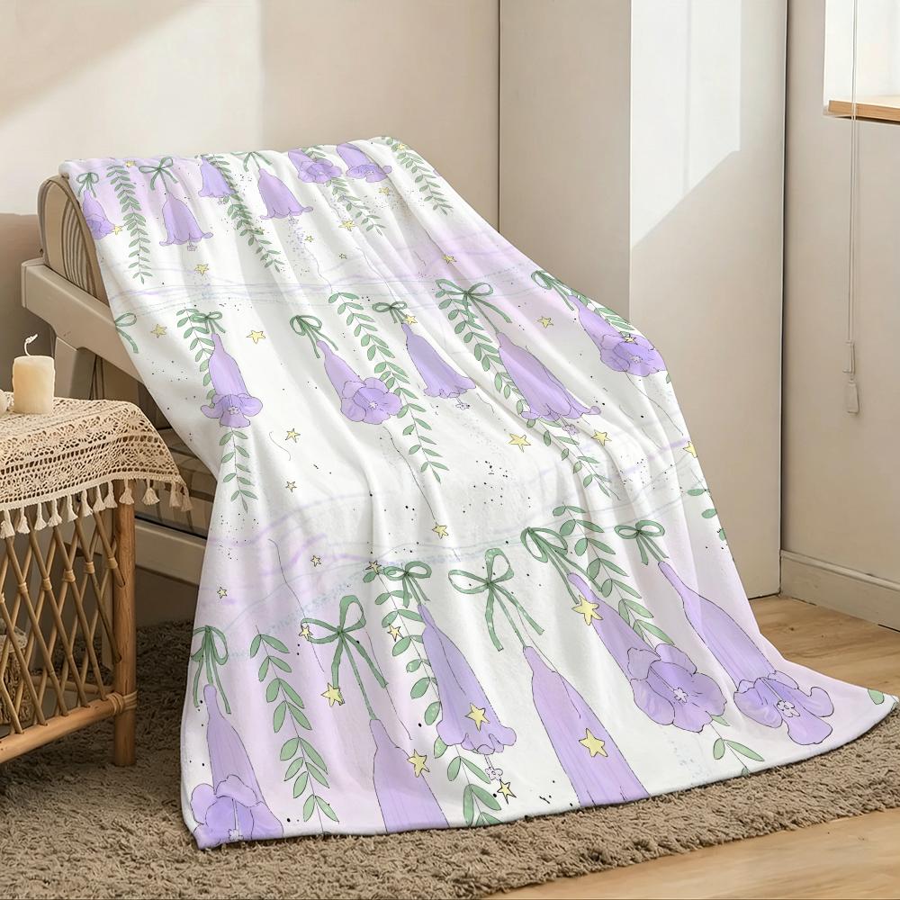 flowers cute Throw Lightweight 240g Flannel Blanket Soft Skin-friendly for Summer Cooling