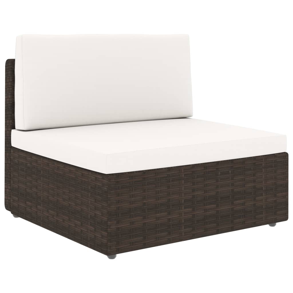 4 Piece Garden Lounge Set Brown Poly Rattan