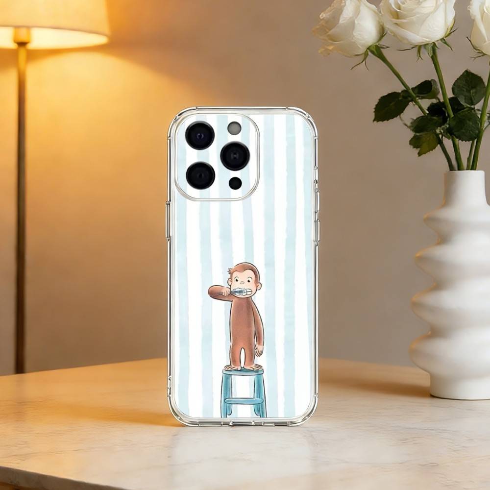 Luxury C-Curious G-George Phone Case For iPhone 17 16 15 14 13 12 11 Mini Pro Max Plus Transparent Cover