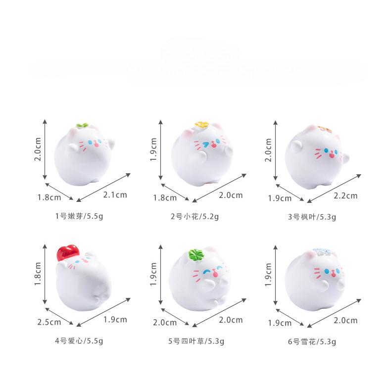 10Pcs Cartoon White Cat Animal Miniatures Resin Ornaments Fairy Garden Decoration Micro Landscape