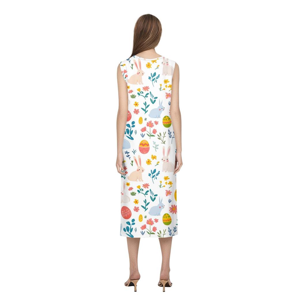 Women's Casual Printed Dresses Round Neck Basic Classic Outdoor Daily Sleeveless Loose Dresses