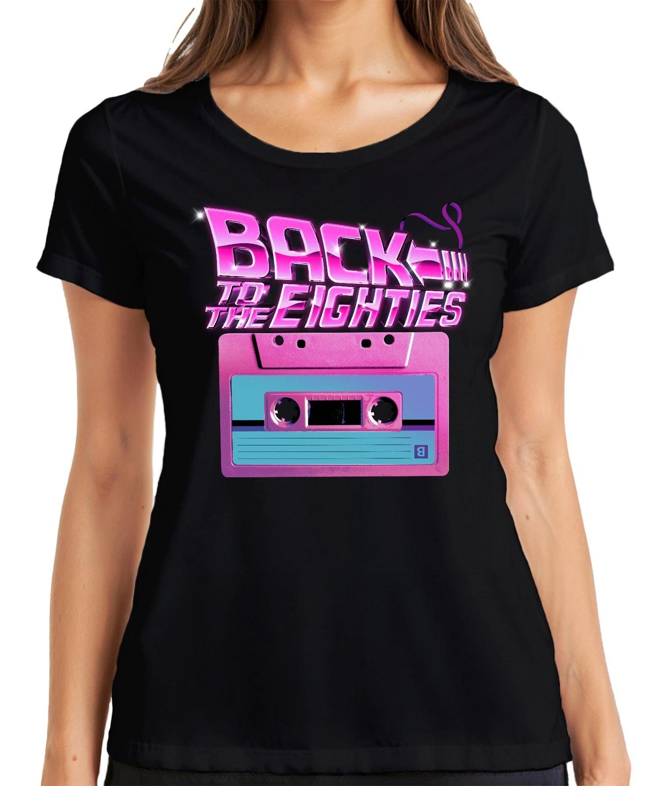 Back to the Eighties 80er Retro Kassette Neon Vintage Synthwave Damen T-Shirt M