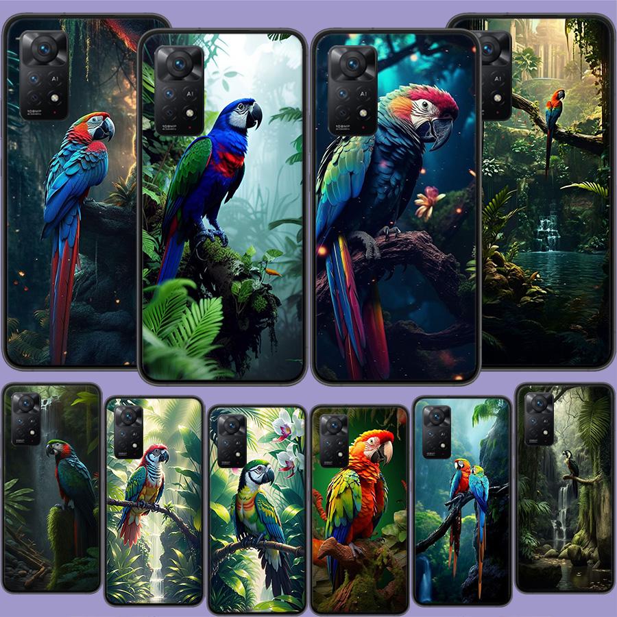 Parrot Bird Rainforest Phone Case For Redmi Note 14+ 13 Pro Plus 14C 13C 12C 12 10A 10C 10 9 8 9A 9C 9T 8A 7 Pro Xiaomi Capa Cov