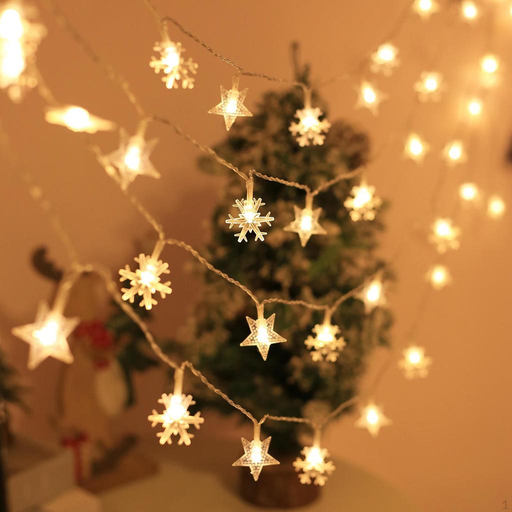 Star Snowflake Christmas String Lights Warm White for Window Yard Garden