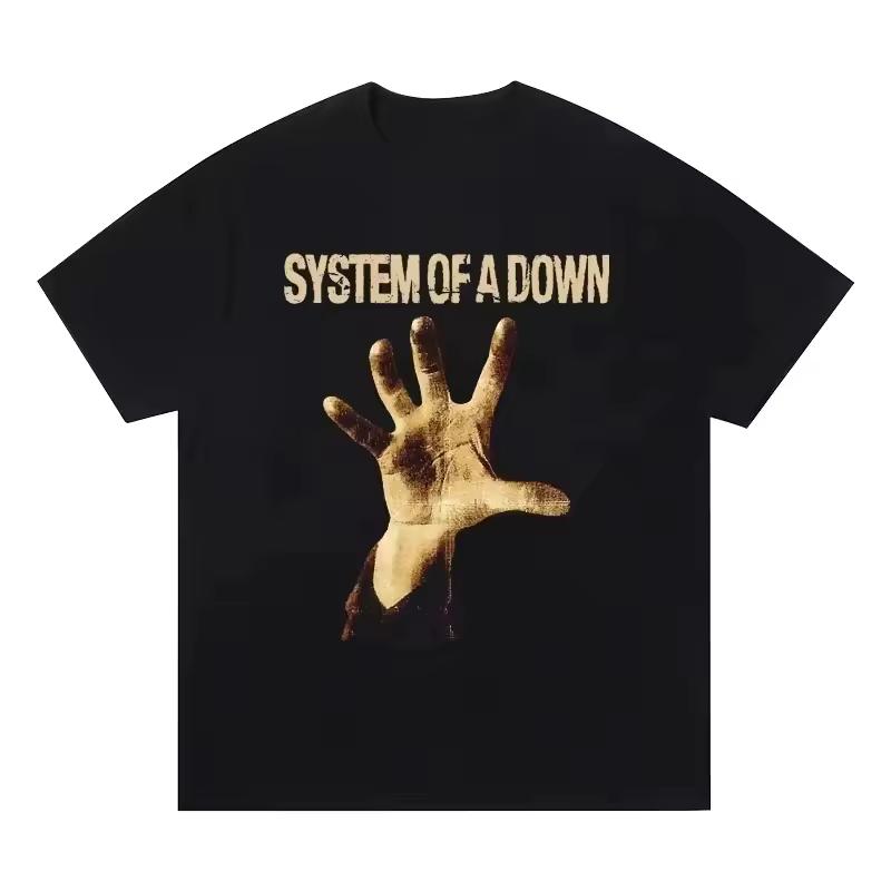 2026 Summer System of a Down Retro Metal Band Inspired Print Tee Breathable Cotton T-Shirt For Daily And Concert Wear
