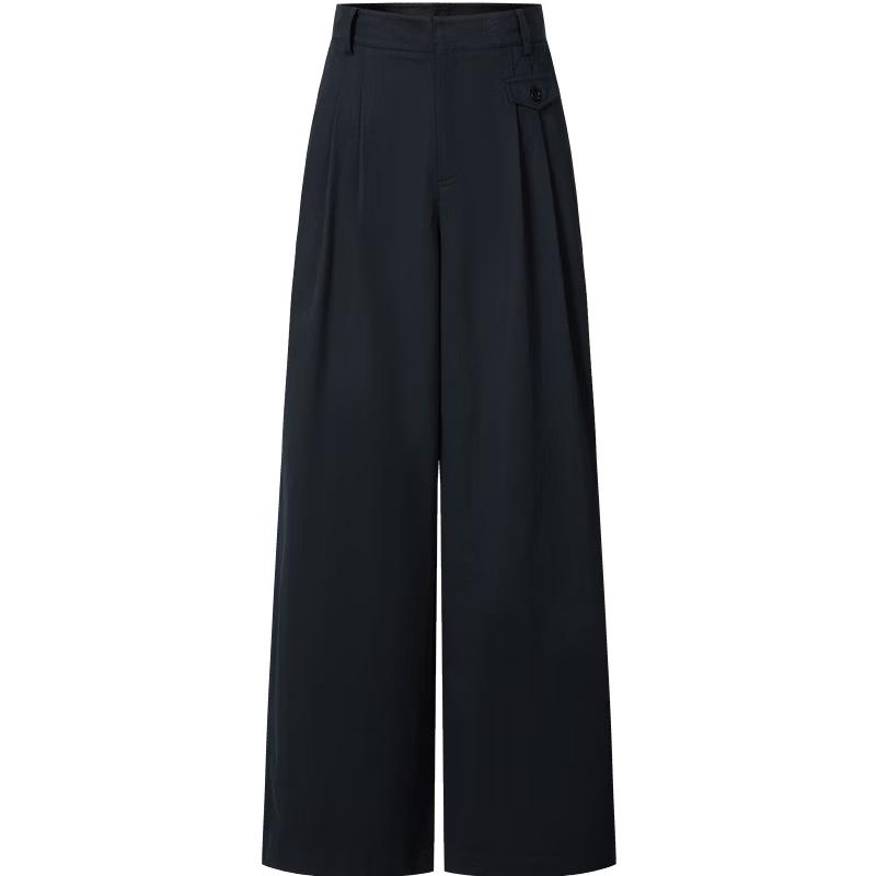 Jiuzi Annakou Women s Relaxed Fit Pleated Cotton Wide-Leg Pants L