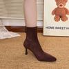 New Pointed Toe Women High Heel Ankle Boots Fashion Stripper Party Shoes Female Vintage Stretch Slim Short Booties