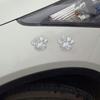 Rhinestone Embellished Paw Print Car Sticker Set with Strong Adhesives Water Resistant Decorative Decals Pack of Two
