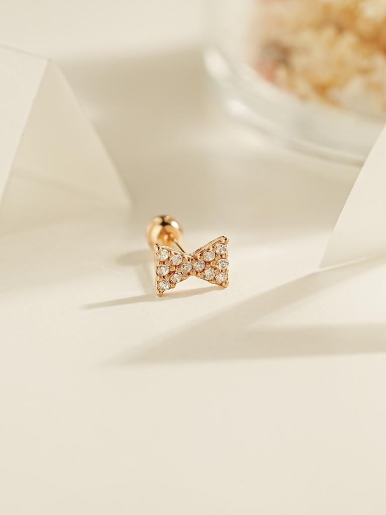Minimalpiercing 14K Tiny Ribbon Piercing Earrings
