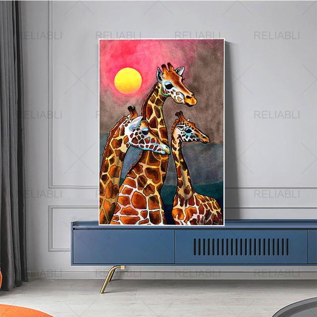 

Скандинавский стиль, милые постеры и принты с изображением жирафа и животных, современная картина на холсте, детская комната, украшение для дома, куадрос, настенное искусство без рамки 21*30cm