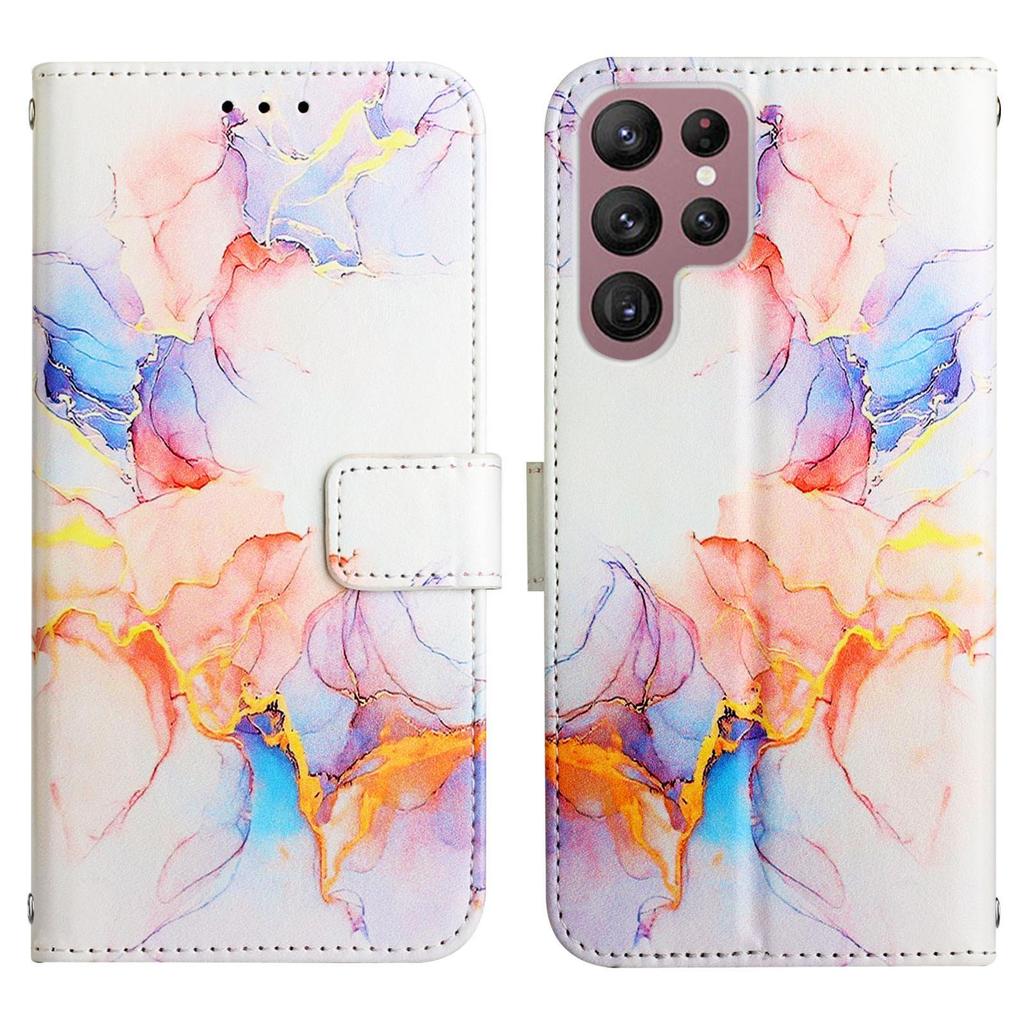 Suitable For S23Ultra Phone Leather Case New Marble S22PLUS Flip Cover Bracket Protective Case